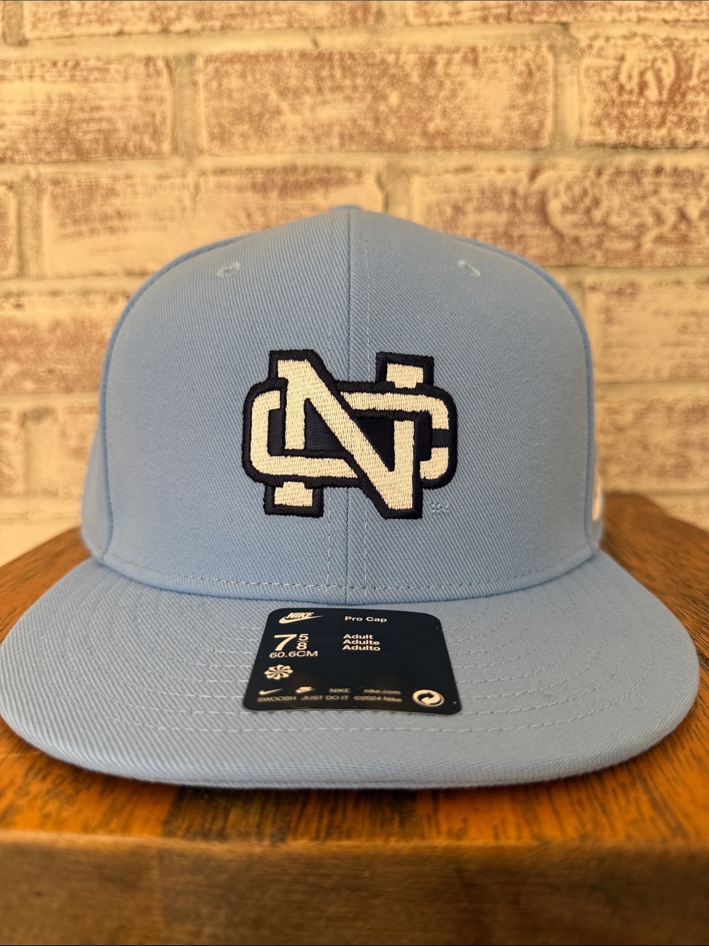 Nike Light Blue Flat-Brim Baseball Cap with White & Navy Logo